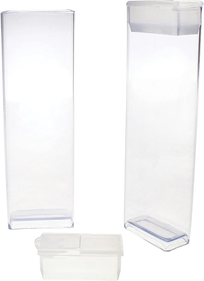 The Beadsmith Clear Plastic Boxes - Rectangle with a Flip Top Cap - 7/16” x 1” x 3-1/4” - Use for Beads, Bath Salts, Wedding & Party Favors, Home or Office Storage - Bag of 100