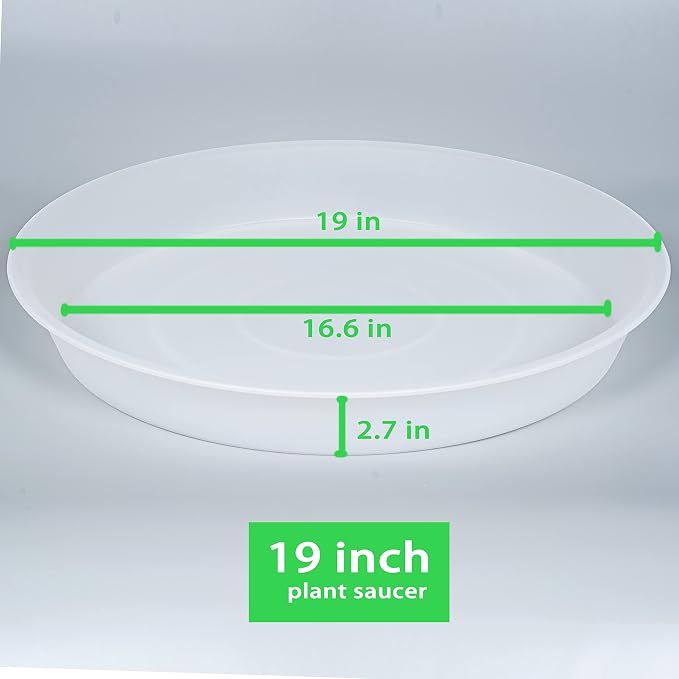 2 Pack of 19 inch Plant Saucer, 2.7" Depth Tray, Large Deep Garden Plastic Flower Planter Plant Trays for Indoors Outdoor Bath Bath (19", Clear)