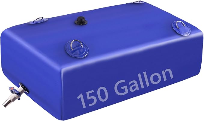 Water Tank, 150 Gallon Water Storage Bladder, Foldable Portable Water Storage, Large Water Storage Containers with 3/4" PVC Spigot and Hose Kit for Camping, Garden, Emergency Water Bag