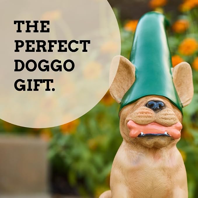 Frenchie Gnome - Beige Frenchie Statue | Cute French Bulldog Decor Garden Gnome