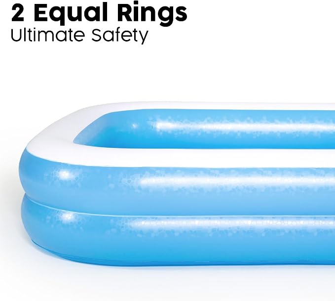 Bestway 54006 Family Rectangular Inflatable Pool, 262 x 175 x 51 cm, Blue/White