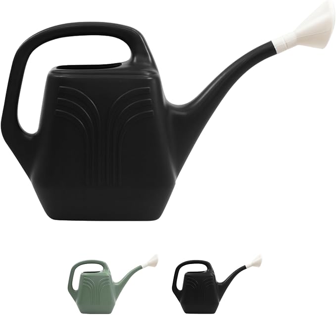 Bloem: Promo Watering Can: 2 Gallon Capacity - Black - Durable Resin, Removable Nozzle Spout, Two Handles, Wide Mouth, Indoor/Outdoor Use, Gardening
