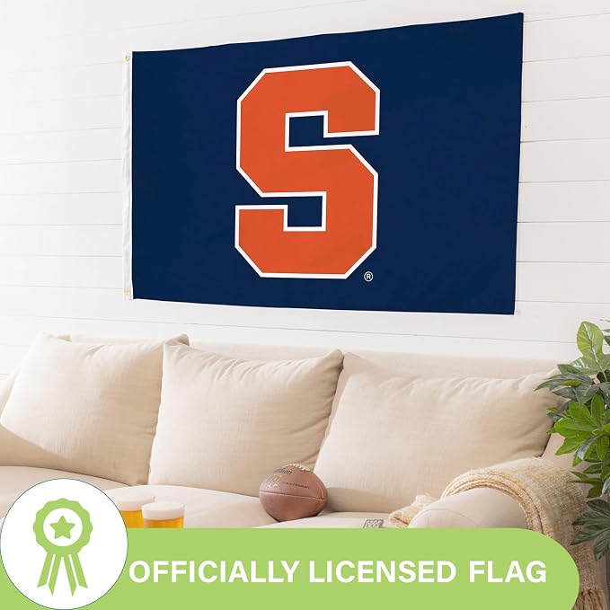 NCAA Syracuse University Flag with Grommets, 3'x5' Syracuse Orange Outdoor College Flags & Banners for Garden Patio Indoor Wall Décor