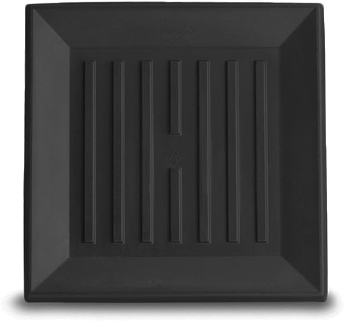 Crescent Garden Universal Square Plant Saucer, Modern UV Safe Durable Drip Tray for Square Planter, Heavy-Duty Plastic Drainage Dish, Indoor/Outdoor Flowerpot Saucer - 11'' inner x 14.5" outer (Black)
