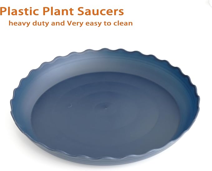 4 Pack of 14 inch Plant Saucer Plant Tray, Plastic Plant Saucer, Heavy Duty Plant Tray for Pots, Plant Saucers for Indoors Planter, Garden Water Plate Bowls for Gallon Grow Bags (Blue)