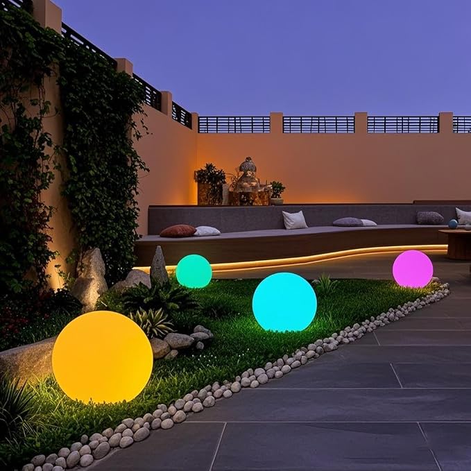 12 inch Solar Globe Light Outdoor Waterproof, Solar Ball for Garden | IP65 Waterproof 16 RGB Color Ball Light Outdoor w/Ground Stake, Solar Orbs for Outside w/Remote, for Patio Yard Lawn Backyard