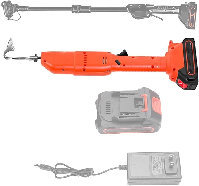 Stand Up Weed Puller Tool,Heavy Duty Detachable 11-Claw Weeder with Ergonomic Long D-Handle | Tools for Effortless Garden Weed Removal Dandelions More 1Battery-withPole