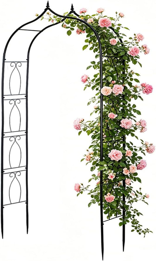 Metal Garden Arbors 8Ft Thickened Arch Trellis for Climbing Plants | Outdoor Arbor Rustproof Metal Frame Trellises Grapes Rose Yard Entrance Wedding Arched Backdrop Stand Party Event Decoration