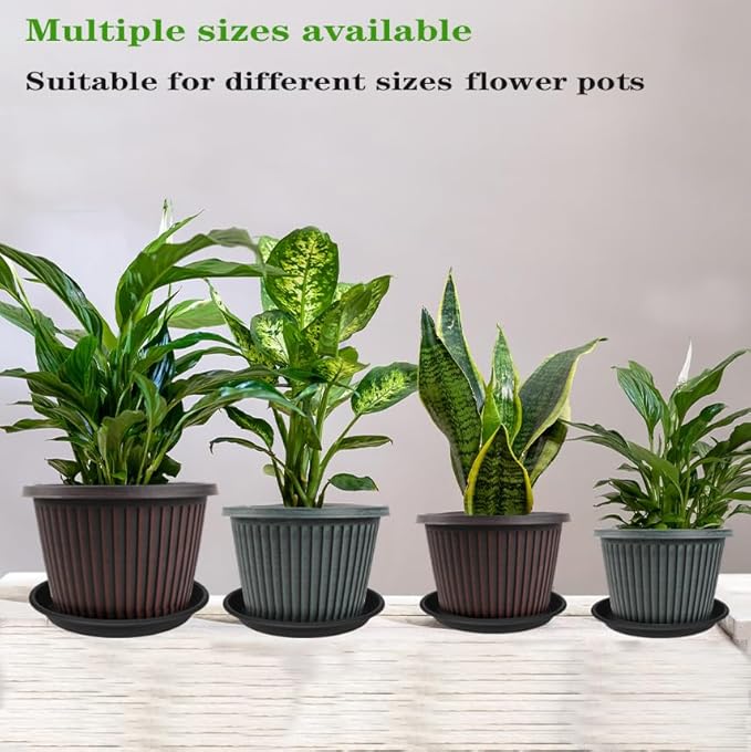 2 Pack of 25 26 inch Extra Large Plant Saucer, Extra Deep 4.2" Tray for Flower Pot, Heavy Sturdy Plant Drainage Tray for Indoors, Bird Bath Bowls, Plant Plate Water Catcher for Pots (26", Black)