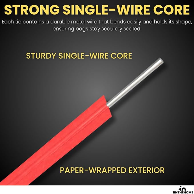 Red Twist Ties, Bread Tie, 4" x 3/16" Paper with Single Wire 2000 Pack