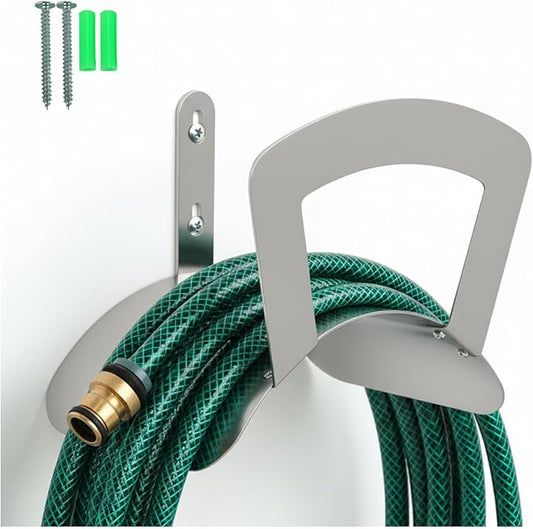 Primst Garden Hose Holder Wall Mount Hose Hanger Heavy Duty Metal Hose Bracket Water Hose Storage Organizer Durable Hose Holders (Stainless Steel)