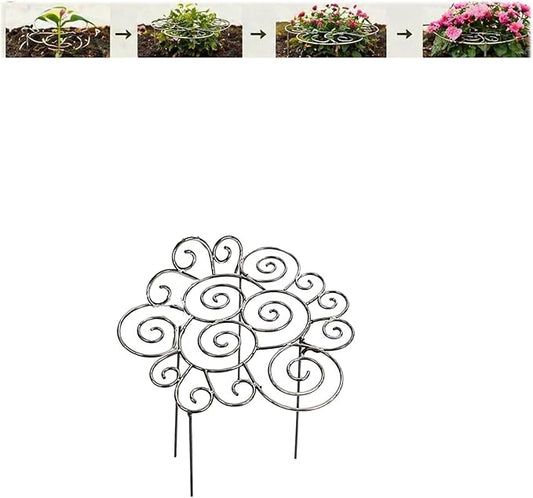 Metal Plant Support Ring for Garden, Heavy-Duty Peony & Dahlia Cage, Stackable Flower Support for Indoor & Outdoor Plants, Decorative Grow-Through Ring, Orchid Clip