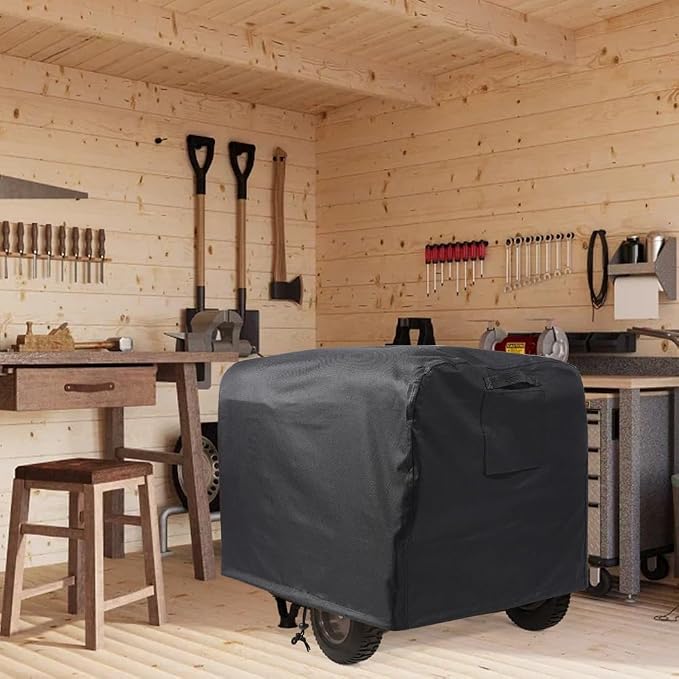 Generator Covers for Outside, with Air Vent & Handles & Drawstring Heavy-Duty 600D Oxford Fabric Waterproof UV-Proof Dustproof Protection for Generator Fit for Most Generators 5000-10000 Watt