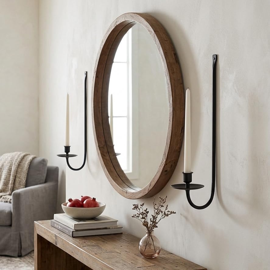 Metal Wall Candle Sconce Holder Set of 2 Wall Mount Candle Holder Holder Black Modern Wall Candle Sconces Hanging for Living Room Farmhouse Fireplace Wedding - Image 6
