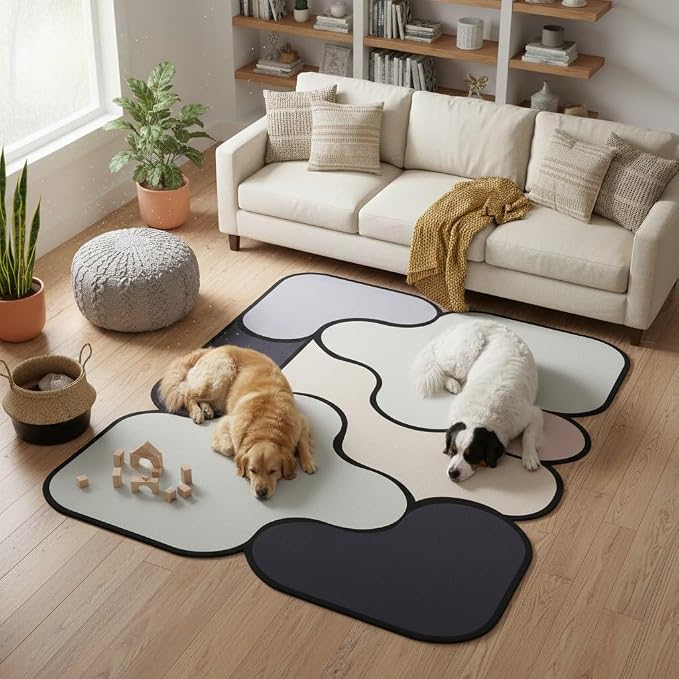 Unique Weird Shaped Rugs 5x8 Contemporary Abstract Dark Grey Beige Art Deco Indoor Low Pile Mats for Living Room Dining Room Office Dorm Bedroom Guestroom Nursery Thin Non Skid Wool Carpets