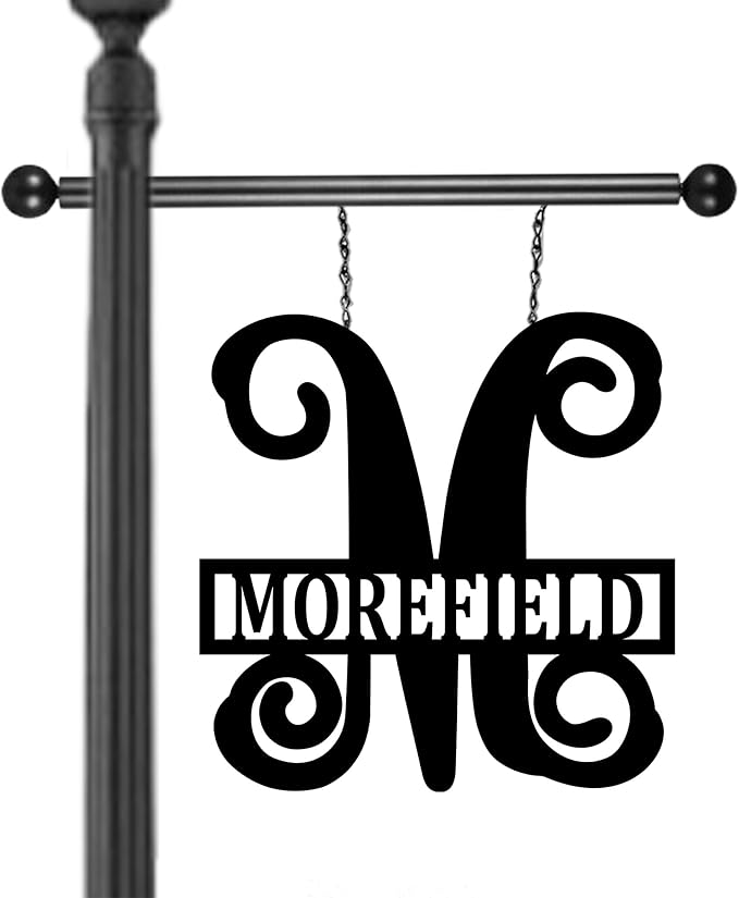 Personalized Last Name Lamp Post Arm Sign for House - Custom Initial Address Mailbox Plaque for Outside Home - 12 inch - Customized Garden Flag with Couples Names Gift