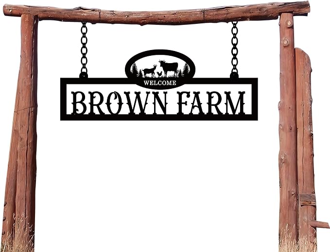Personalized Metal Farm Sign, Large Outdoor Metal Sign, Custom Metal Family Name Farmhouse Sign, Farmhouse Decor, Ranch Decor, Farm Family Name Sign, Personalized Farm Metal Wall Art,