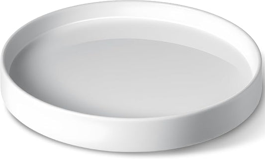 saffruff White Ceramic Plant Saucer 12 Inch, Plant Pot Tray Plate for Flower Pots, Round Ceramic Saucer Tray to Catch Water Drip & Drainage, Indoor Outdoor Planter Base