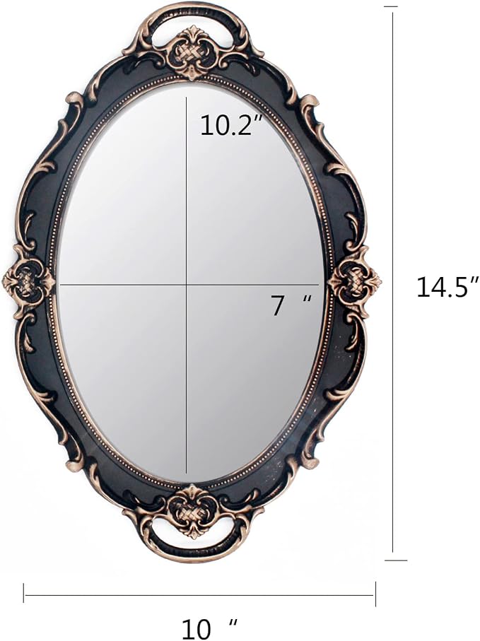 YCHMIR Vintage Mirror Small Wall Mirror Hanging Mirror 14.5 x 10 inchs Oval Brown