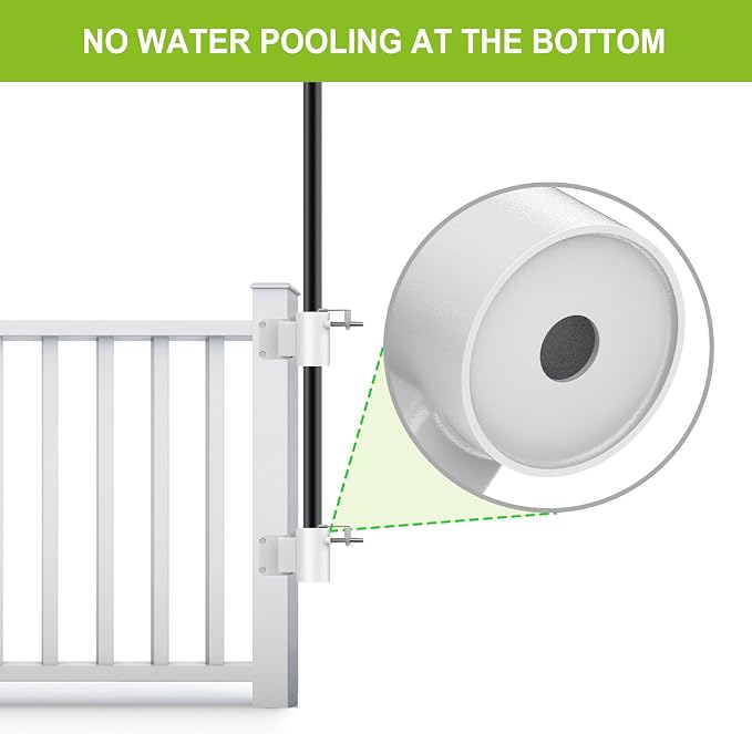 Heavy Duty Deck Railing Umbrella Holder, Patio Umbrella Stand for 1-2 Inch Poles, Space-Saving Design, Secure & Sturdy Corner Mount for Deck Railing, Balcony, Outdoor Courtyard, White