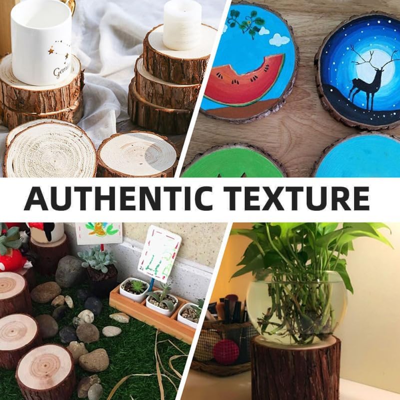 Vaguelly 3Pcs Cedar Wood Tree Stump Display Stands Small Tree Stand Base for Diy Crafts Wooden Tea Light Holder Pillar Candle Stand Photography Prop Natural Wood Decor for Centerpieces - Image 6