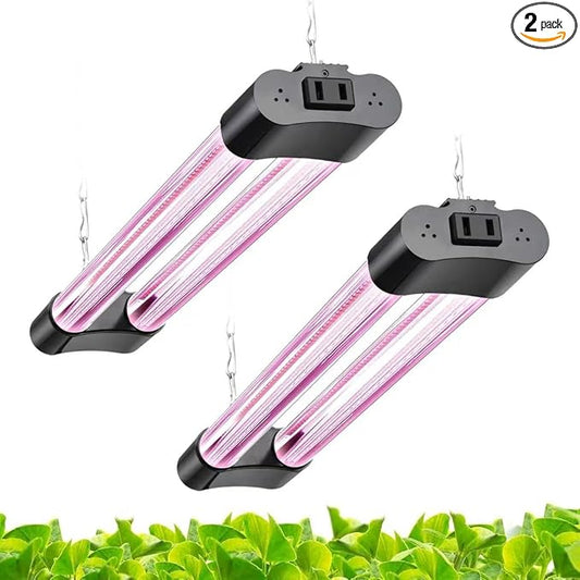 Hlite LED Grow Light 16 inch, Hanging Full Spectrum Linkable 2 Pack | Linkable Plant Grow Lights for Indoor Plants, Plug and Hanging with On/Off Switch, Seedling to Flowering, Pinkish White