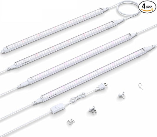 Maygrove Grow Lights for Indoor Plants, Tunable Spectrum 2FT LED Growing Lamp 28W (4 x 15W), T5 Grow Light Strip for Seed Starting, Vegetables, Linkable, White, 4-Pack