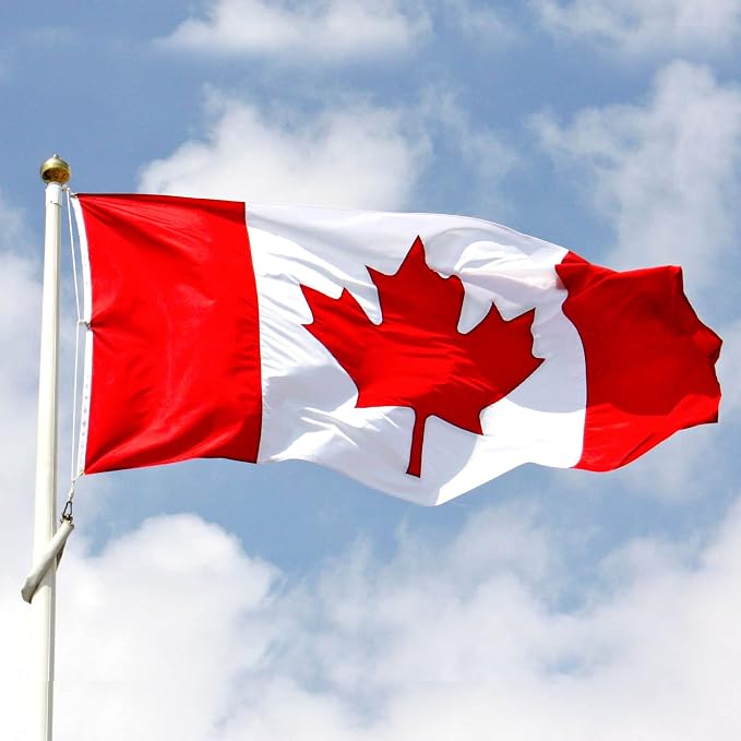 Canada Flag 3x5 FT, Canadian Flags Durable Embroidered Maple Leaf with Vivid Color, Triple Stitching, Canvas Header and Brass Grommets for All-Weather Outdoor Display