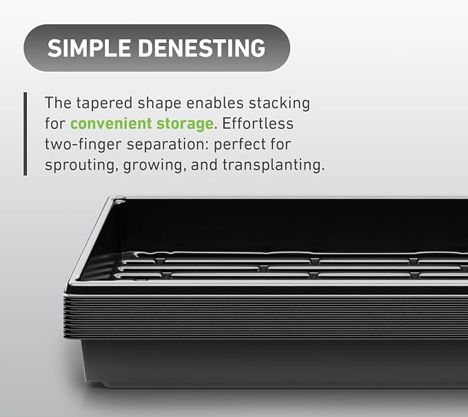 10x20 Inch Black Plastic 10 Pack Plant Propagation Tray – Growing Trays for Garden, Planting, Seedling, Soil & Hydroponic Horticulture - Microgreen Trays Grow Plants - No Drain Holes