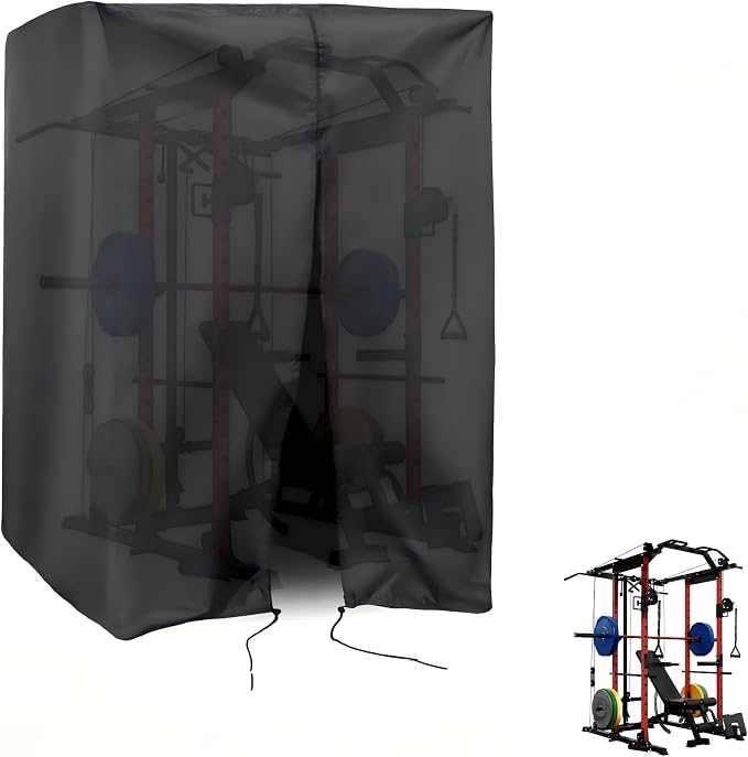 Squat Rack Cover, Waterproof Outdoor Gym Equipment Covers with Zipper for Squat Rack/Weight Lifting Rack/Home Gym Workout Equipment