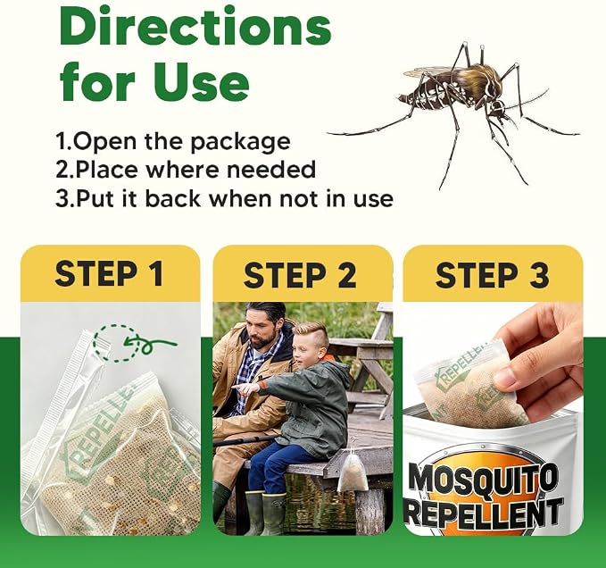Mosquito Repellent Outdoor Patio, Mosquito Deterrent Indoor for Home, Backyard Mosquito Repellents, Keep Mosquito Away for Front Door/Camping/Porch, Up to 2 Months Protection-8 Pouches