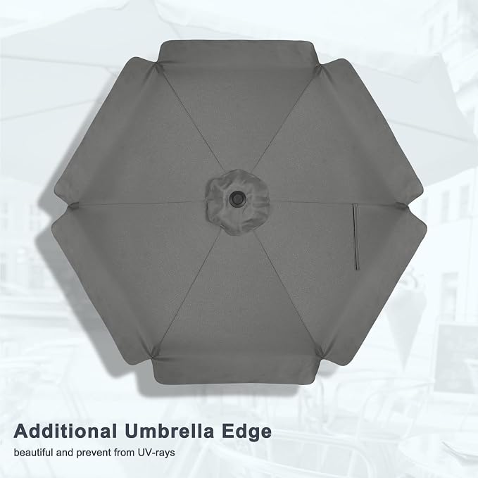 MASTERCANOPY 7.5ft Patio Umbrella with Valance, Crank and Tilt – 6 Ribs Outdoor Market Umbrella, UV/Fade Resistant, Waterproof Canopy with Wind Vent for Garden, Deck, Backyard, Pool (Dark Gray)