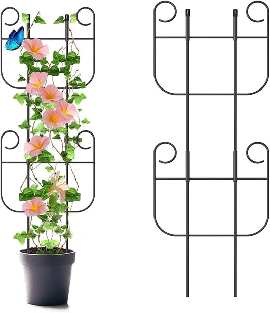 2 Pack Trellis for Climbing Plants Indoor, Expandable Small Metal Trellis for Potted Plants, Flowers Vine Ivy, Sturdy Houseplant Pothos Plant Climber Support