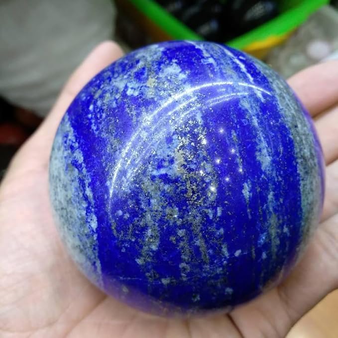 2.4-2.8 inch (6-7 cm) Natural Lapis Lazuli Crystal Ball with Stand, Hand Polished Divination Stone Sphere, Reiki Healing Gemstone Sphere, Home Art Decor Ornament, Mineral Collectible Craft Gift