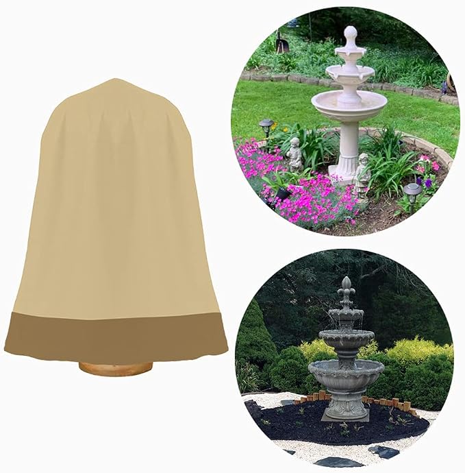 Outdoor Water Fountain Cover Waterproof Heavy Duty Cover for Winter | Outdoor Garden Large Fountain Statue 56 Inch Diameter, 68 Inch Tall