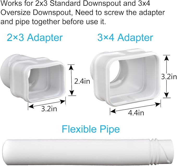 Prestantious 16.5ft Long Gutter Downspout Extensions, Downspout Extender Drainage Pipe for 2"×3" and 3"×4" Downspout, Outside Diameter 3.1 Inches, Pipe Stretched Length 16.5ft (White-1 pack)