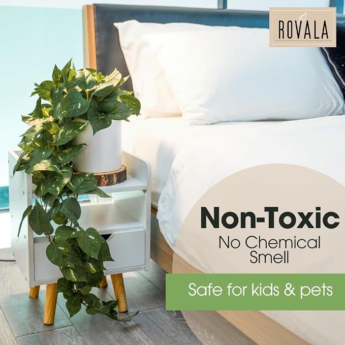 MY ROVALA Silk Plants for Home Decor Indoor in Pot Realistic Artificial Plants Hanging Faux Plants Indoor Fake Potted Plants for Shelves Bedroom Bathroom Trailing Plant, Fake Pothos Ivy (Dark Green)