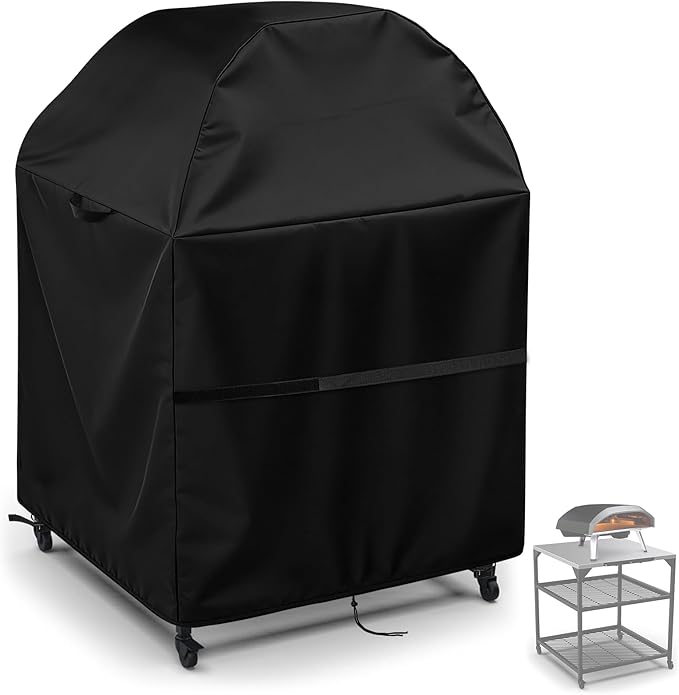Outdoor Pizza Oven Table Cover for Ooni Oven and Large Table, Waterproof Outdoor Grill Table Covers Pizza Oven Stand Covers (Cover Only) - 32''Lx32''Wx52''H / 83x83x132 cm, Black