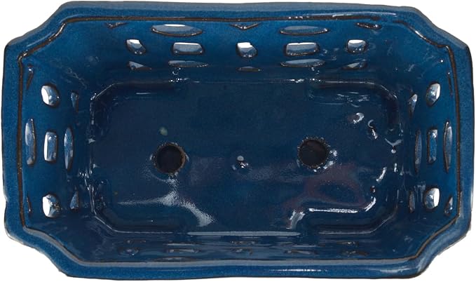 W&W Orchid Pot with Holes and Saucer for Repotting, Blue, 9.7 Inch