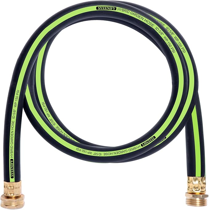 Garden Leader Hose 5/8 in. x 6 ft Short Water Hose Male/Female Heavy Duty Hybrid Garden Hose No Kink and Flexible Rubber Hose for Dehumidifier,Vehicle Water Filter and Camp Water Tank