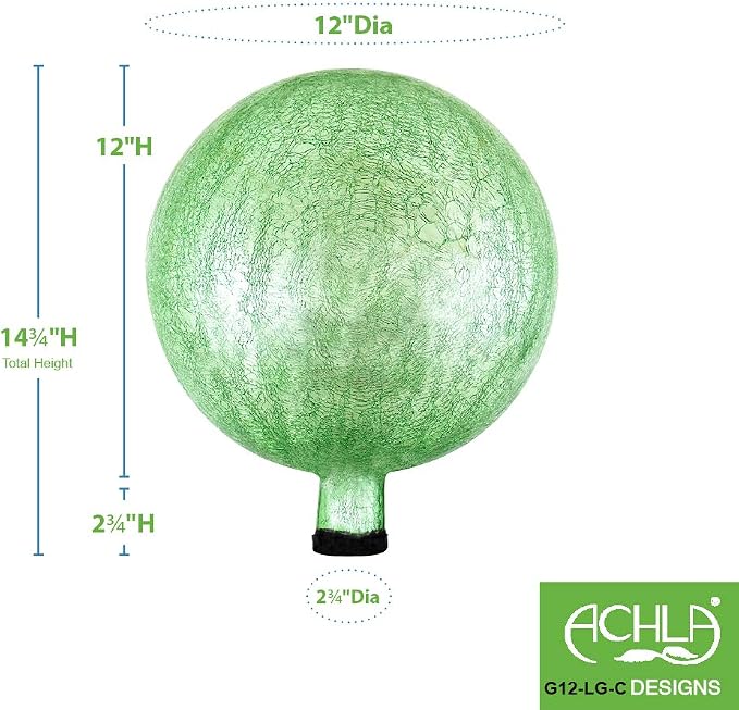 Achla Designs 12-Inch Crackle Gazing Globe Ball, Light Green