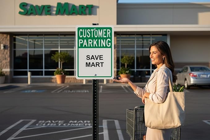 Custom Customer Parking Signs Outdoor Metal Vertical for Office Business, Personalized with Business Name Holes for Mounting Post. UV Printed Solid Aluminum 18 x 12