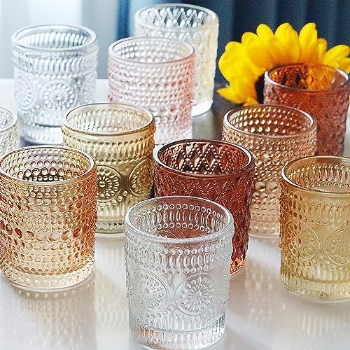24 pcs Fall Votive Candle Holders, 6 Colors 3 Patterns Tealight Candle Holders for Wedding Table Centerpiece Birthday Party Decoration - Image 4
