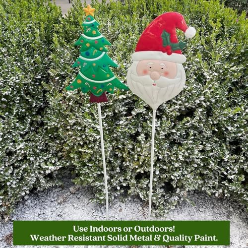 Clovers Garden Metal Christmas Tree and Santa Yard Stakes (Set of 2) and Light Stringers (Set of 2) for Outdoor, Indoor, Lawns, Walkways, Planters or Wall Decor - Image 5