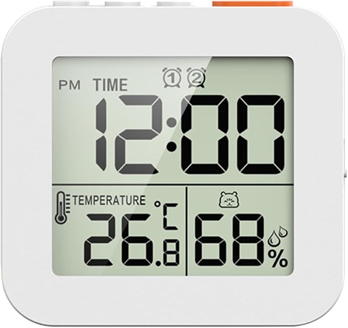 Digital Timer Shower Clock with Alarm, Bathroom Kitchen Wall Clock, White