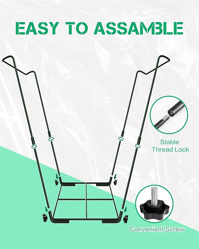 2 Pack Heavy Duty Metal Trash Bag Holder Stand for Yard | Fits 30-45 gallon bags, Sturdy metal frame, Portable, Multi-use, Holds yard waste bag open for easy leaf & debris collection