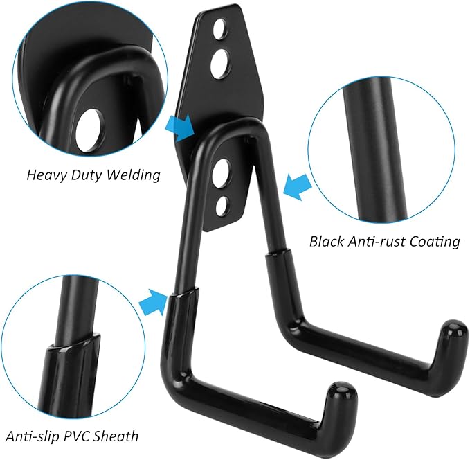 18 Pack Garage Hooks Heavy Duty - Supports 100 lbs | Utility Steel Garage Hanger & Organizer for Organizing Garden Lawn Tools, Ladders, Garden Hose, Digging Shovel, Bikes, Ropes