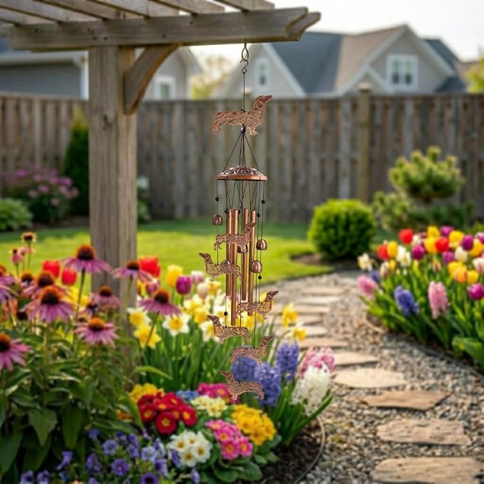 Dachshund Wind Chimes for Outside, Dachshund Gifts for Women/Men/Mom/Grandma/Wife/Friends Birthday Gifts Unique Memorial Metal Windchimes Outdoor/Indoor, Home, Porch, Patio, Yard, Garden Decor
