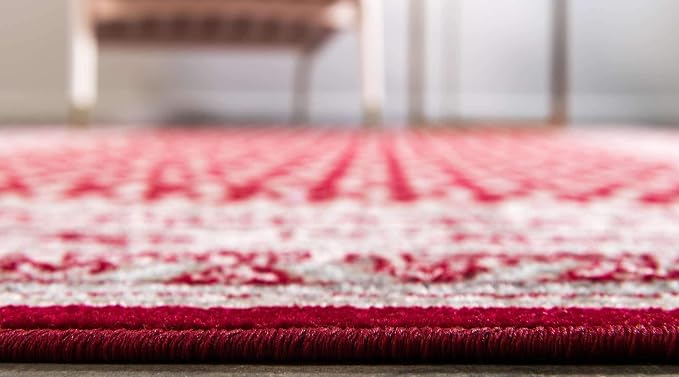 Unique Loom Williamsburg Collection Traditional Border with Dotted Center Area Rug, Rectangular 10' 0" x 13' 1", Red/Beige