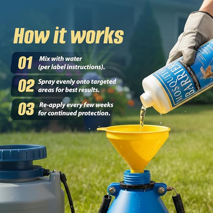 Mosquito Barrier Liquid Garlic Mosquito Repellent Concentrate, 32 fl oz (2 Pack) – Professional Outdoor Treatment for Lawns, Landscapes & Perimeter Areas – Yard & Home Mosquito Protection